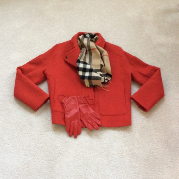 Stylish red wool, angora short winter jacket - Picture 3 of 8